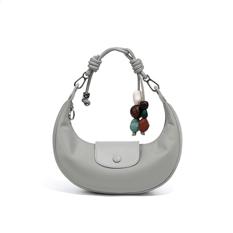 輕奢法式串珠腋下月牙包hobo通勤輕便手提餃子包單肩斜挎新月包女-規格圖5