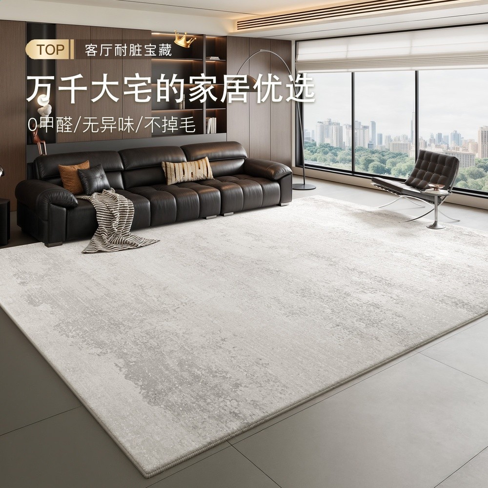 地毯客廳輕奢高階免洗可擦灰色意式極簡臥室地墊家用沙發防水防汙-細節圖2