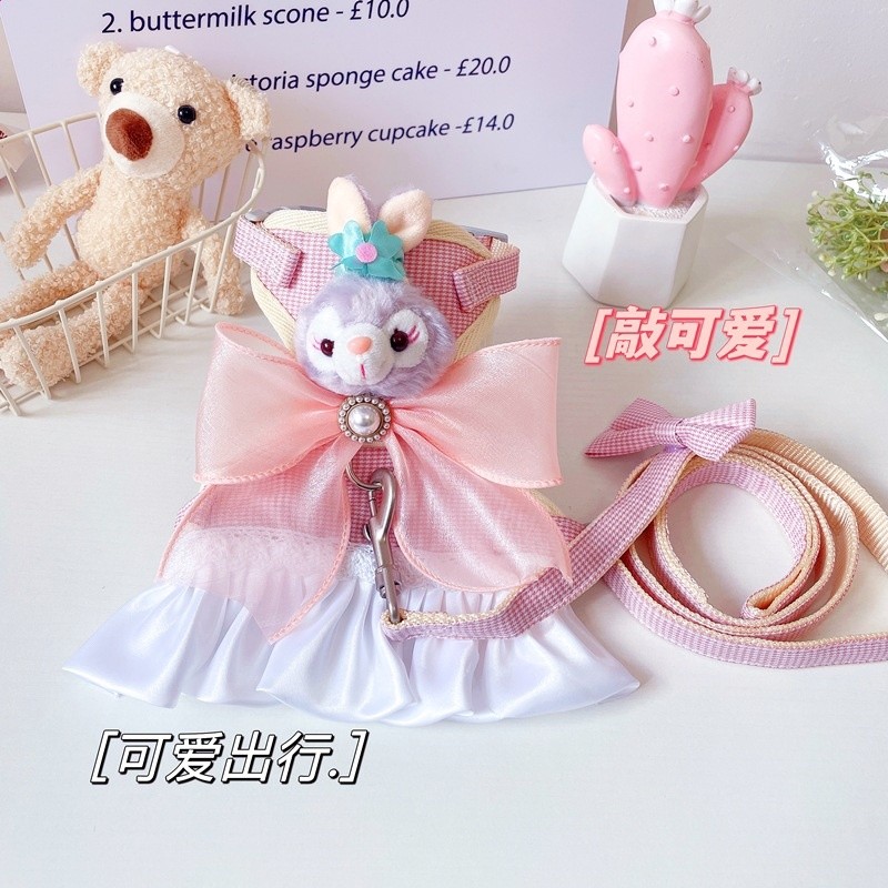 寵物貓咪狗狗胸揹帶牽引繩貝兒星黛露玩偶小裙子外出溜貓遛狗繩-規格圖5