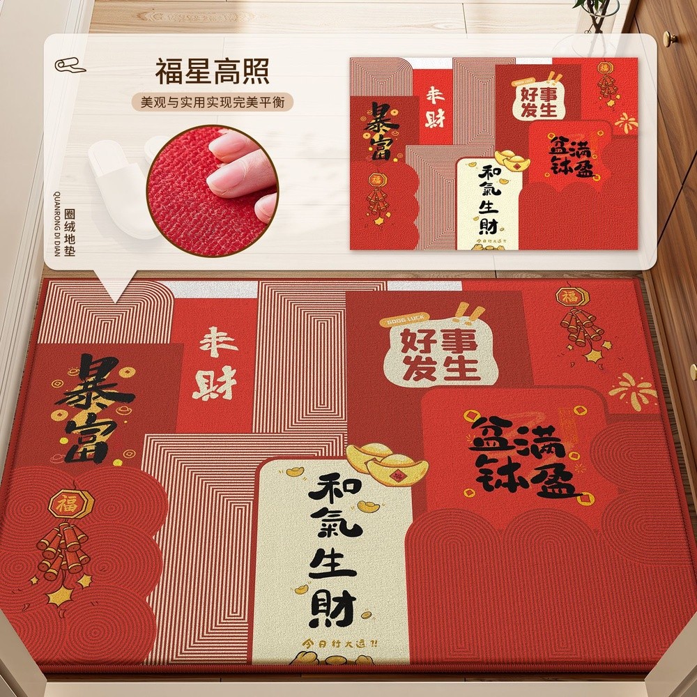 入戶地墊2025新款高階感進門大門口耐髒防滑地毯家用紅色玄關腳墊-規格圖5