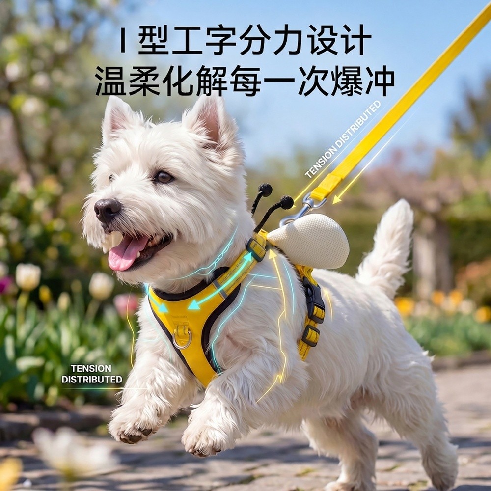 26年新款狗狗牽引繩輕羽飛行家胸揹帶蜜蜂翅膀中小型犬外出牽引繩-細節圖3