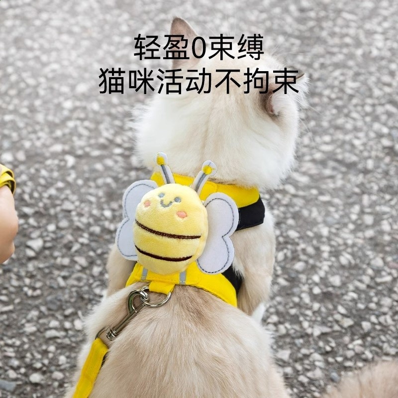 貓咪牽引繩防掙脫外出專用遛貓繩溜貓鏈子狗狗胸揹帶網紅貓貓繩子-細節圖2
