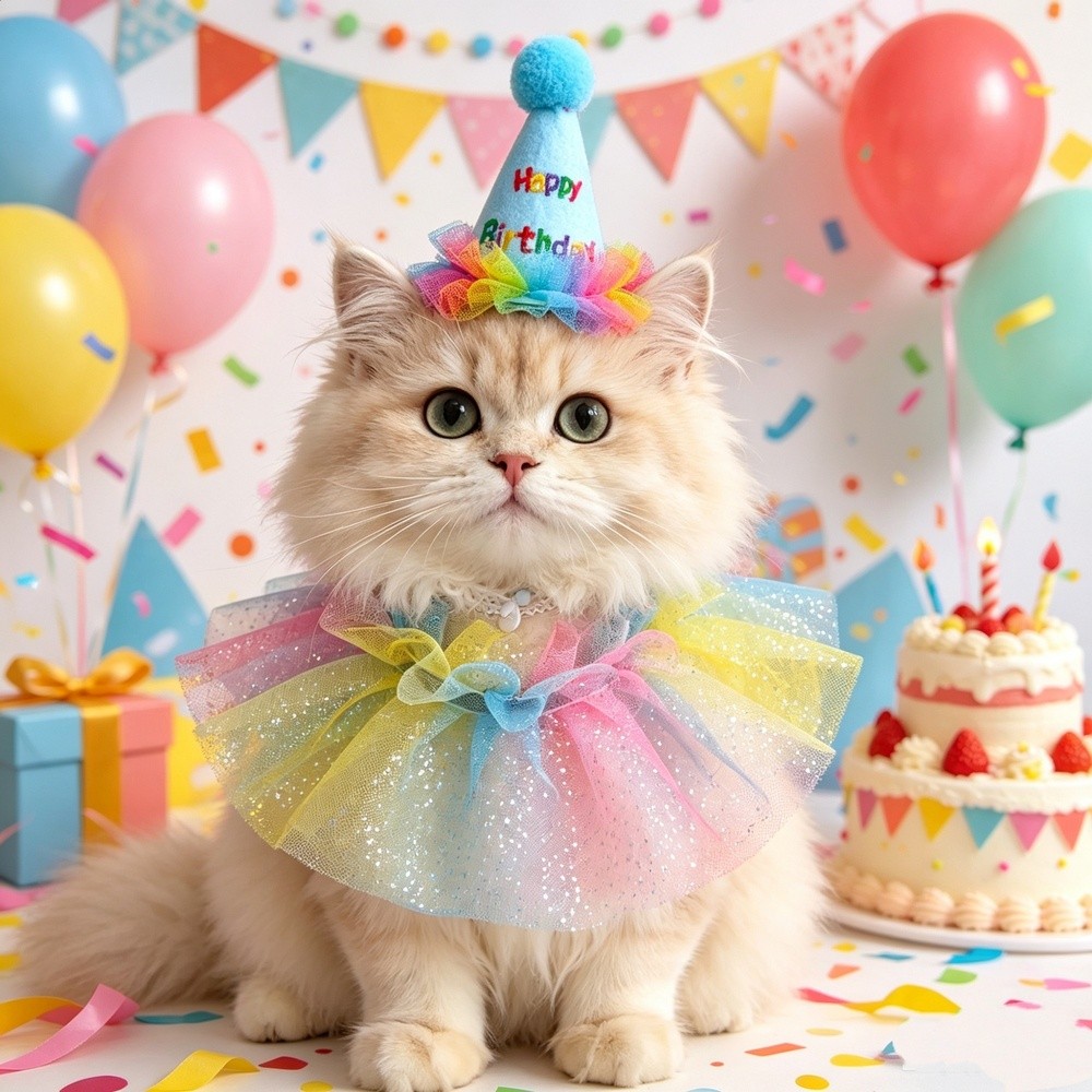 貓咪狗狗彩色帽子圍脖德文貓生日派對拍照裝飾中小型犬泰迪口水巾-細節圖2