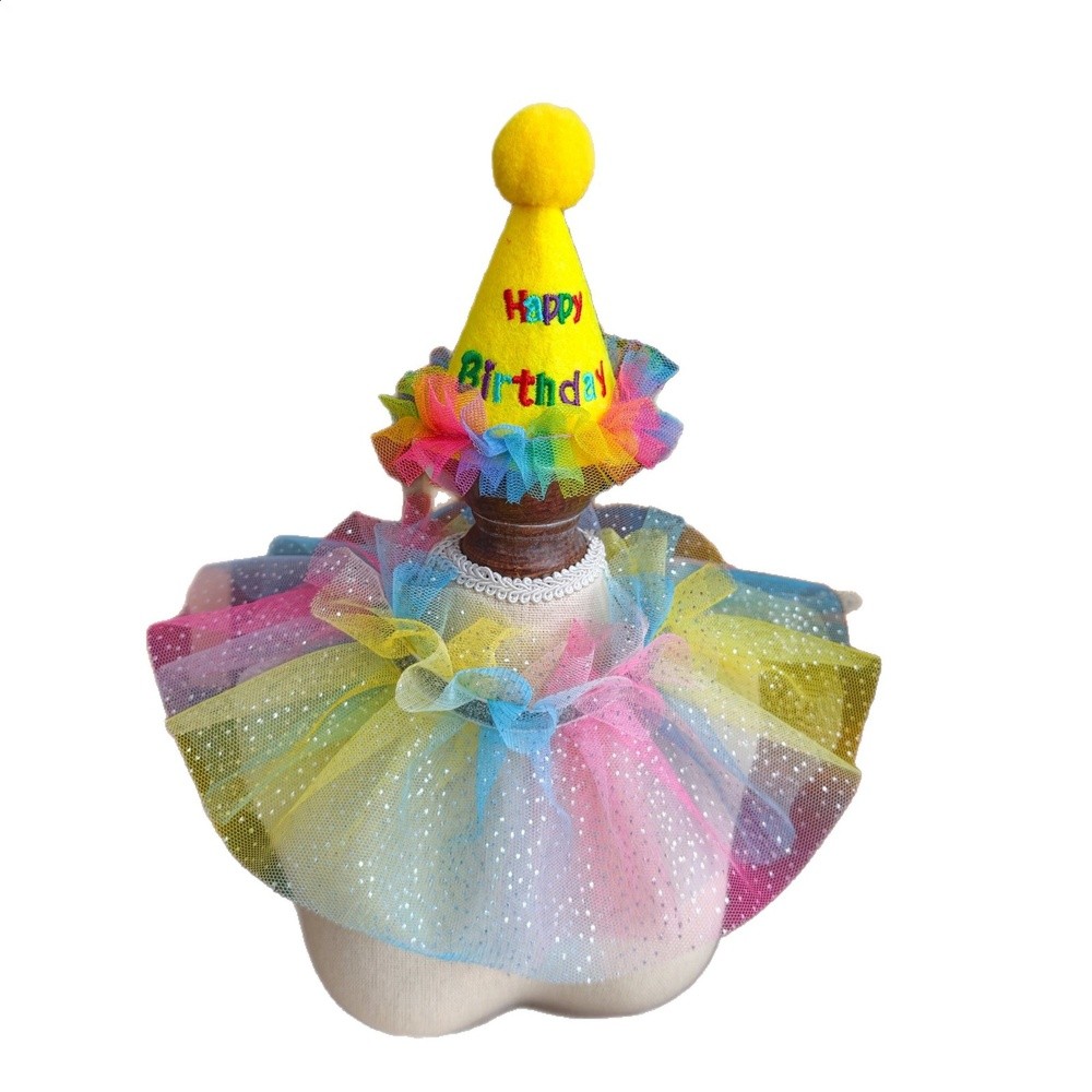 貓咪狗狗彩色帽子圍脖德文貓生日派對拍照裝飾中小型犬泰迪口水巾-細節圖5