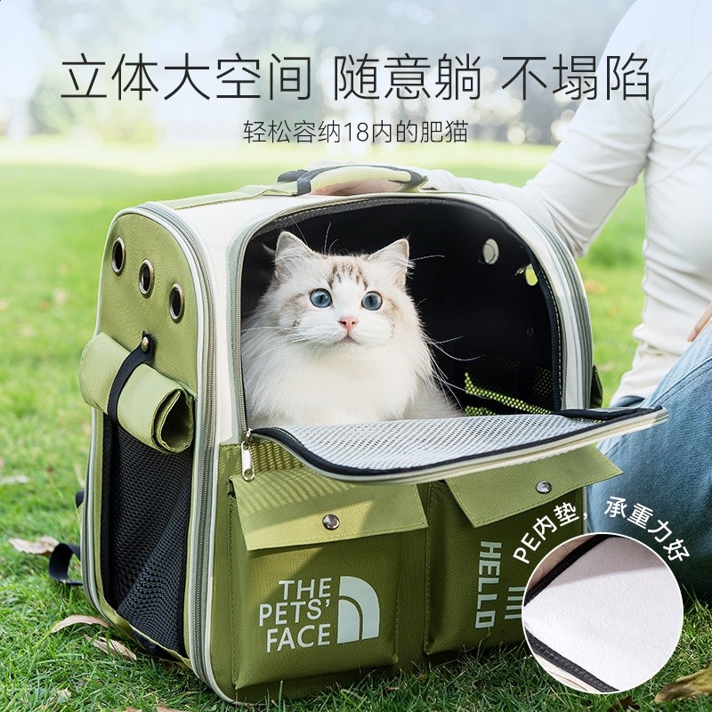 狗狗多樣印花口袋雙肩包四季透氣大容量貓包寵物雙肩包太空艙用品-細節圖3