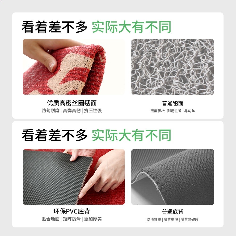 入戶門地墊進門防塵免洗腳墊易打理喜慶家用耐髒防滑紅色絲圈門墊-細節圖4