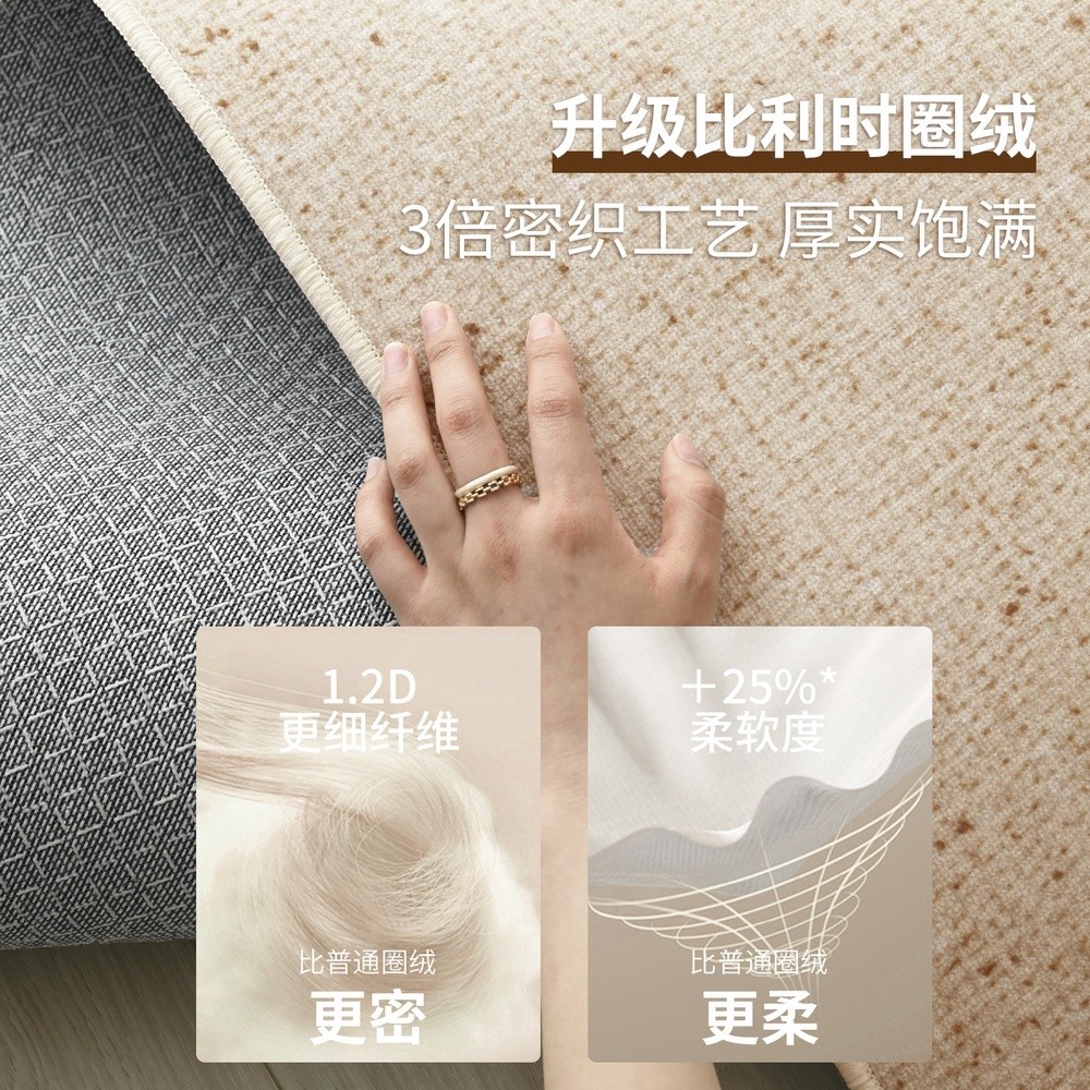 2026新款奶油風地毯客廳輕奢高階感沙發茶几毯防水防汙臥室床邊毯-細節圖3
