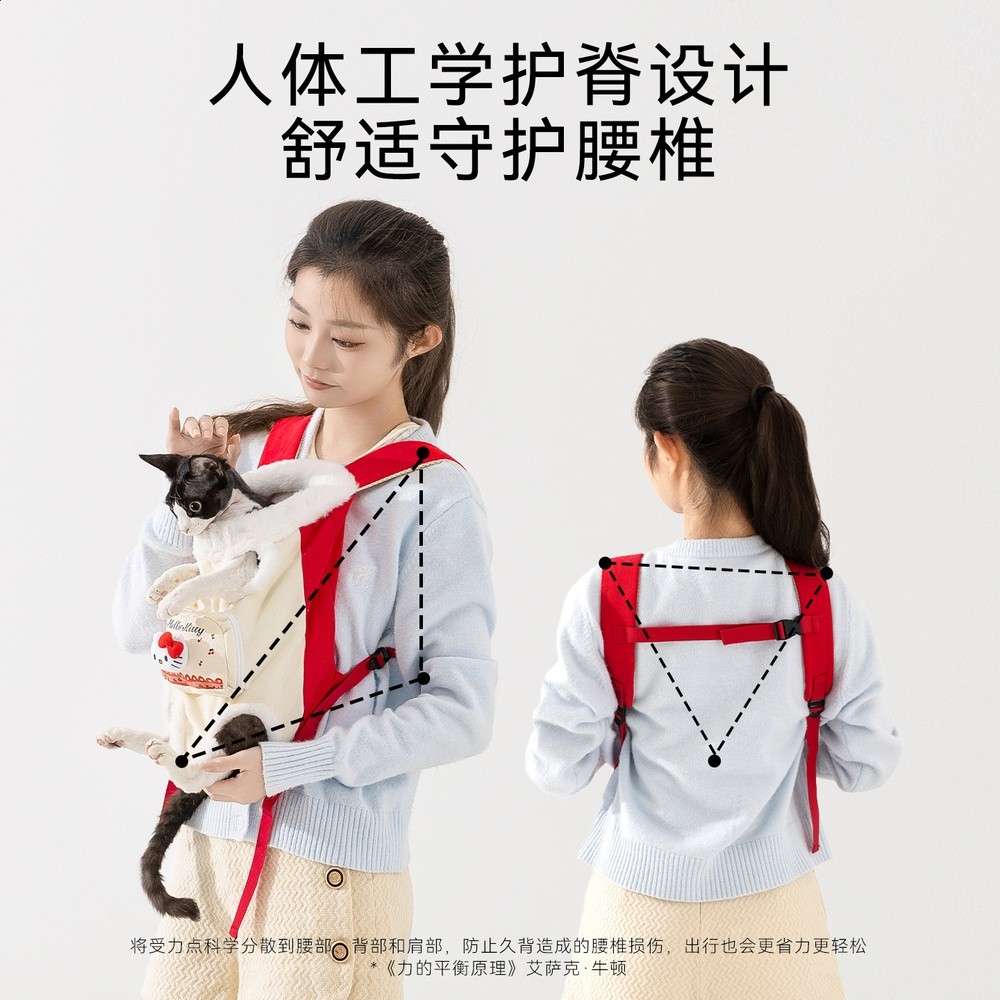 秋冬加絨聯名便攜胸前包小型犬比熊泰迪貓咪外出雙肩包寵物包用品-細節圖3