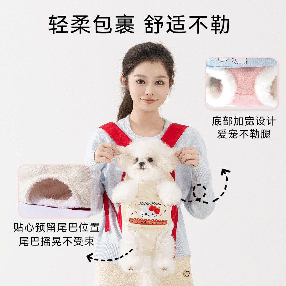 狗包冬季加絨保暖胸前包小型犬外出雙肩外出包狗狗揹包保暖寵物包-細節圖2