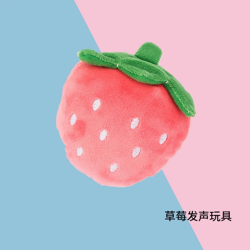 卡通果蔬毛絨發聲狗狗玩具泰迪比熊貓咪可愛彩色水果寵物磨牙用品-規格圖5