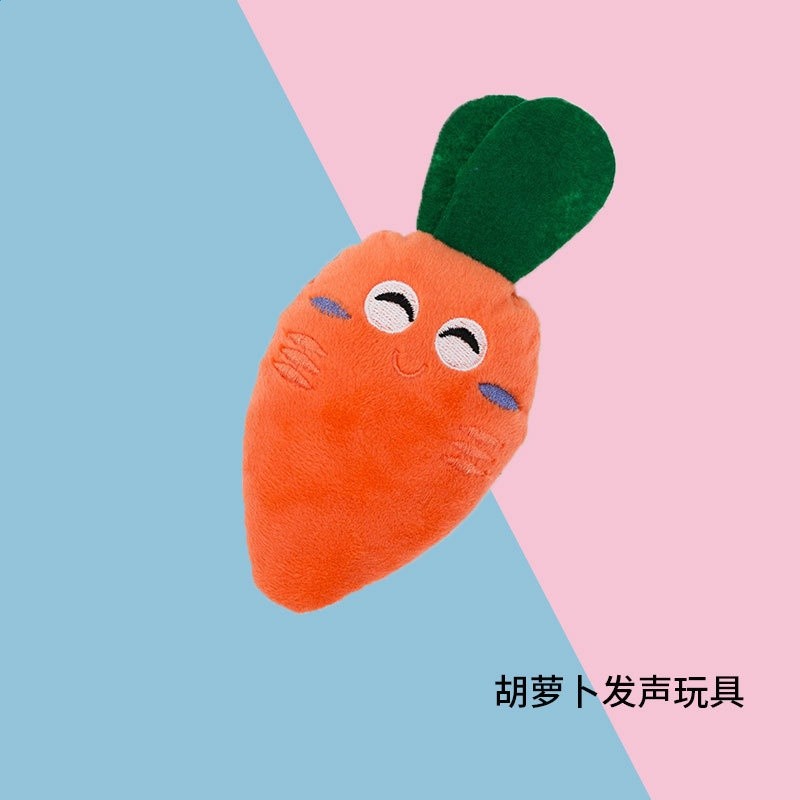 卡通果蔬毛絨發聲狗狗玩具泰迪比熊貓咪可愛彩色水果寵物磨牙用品-規格圖5