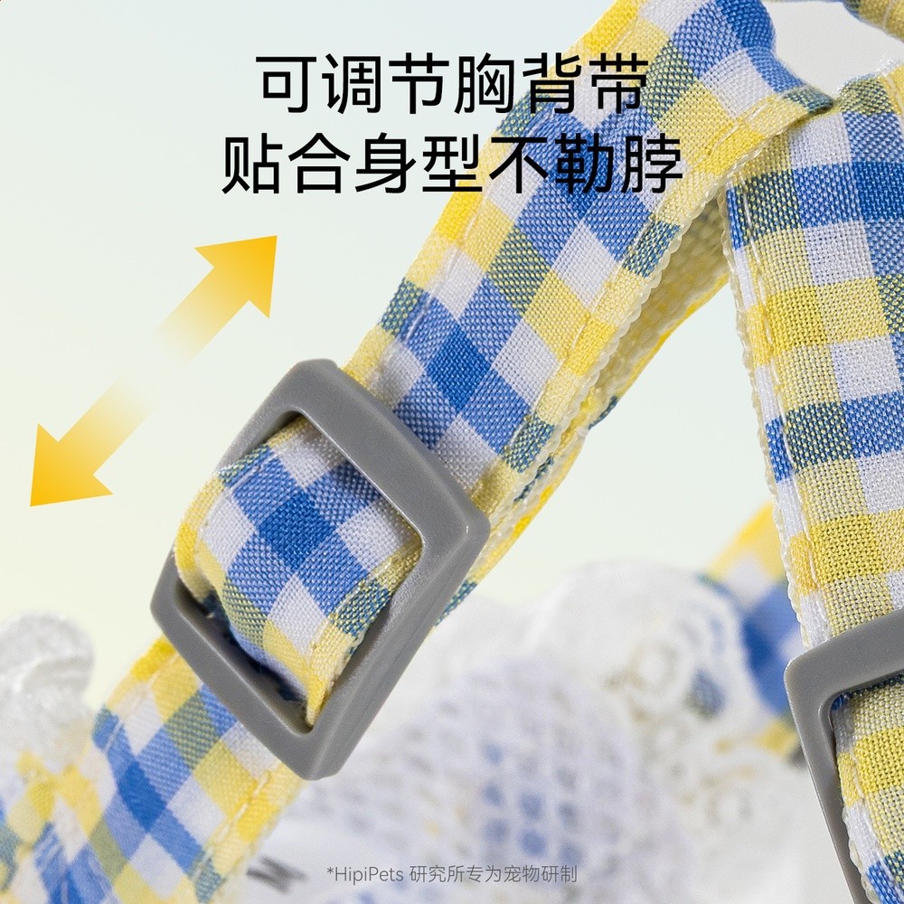 韓系春日花境胸背牽引繩外出防掙脫不勒脖溜貓繩寵物可調節背心式-細節圖3