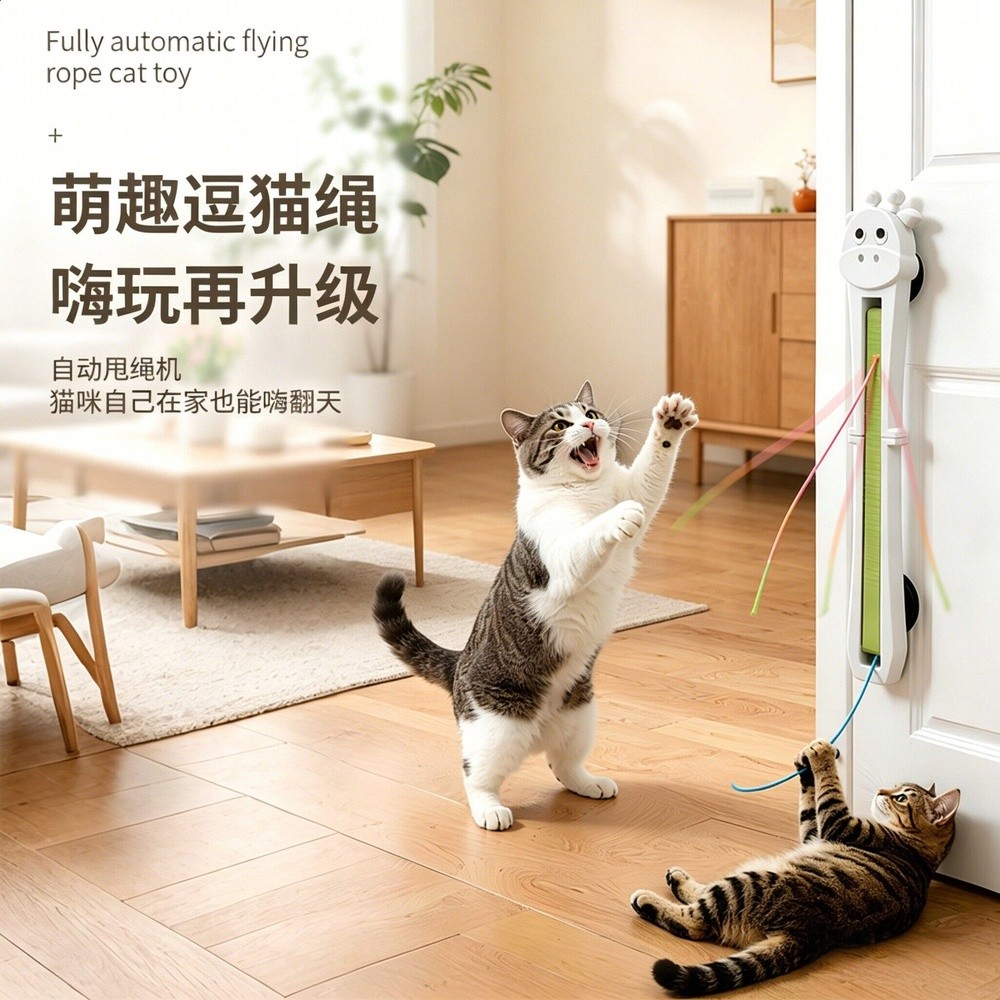 全自動逗貓甩繩機貓咪玩具小貓幼貓自嗨解悶神器電動逗貓棒貓用品-細節圖2