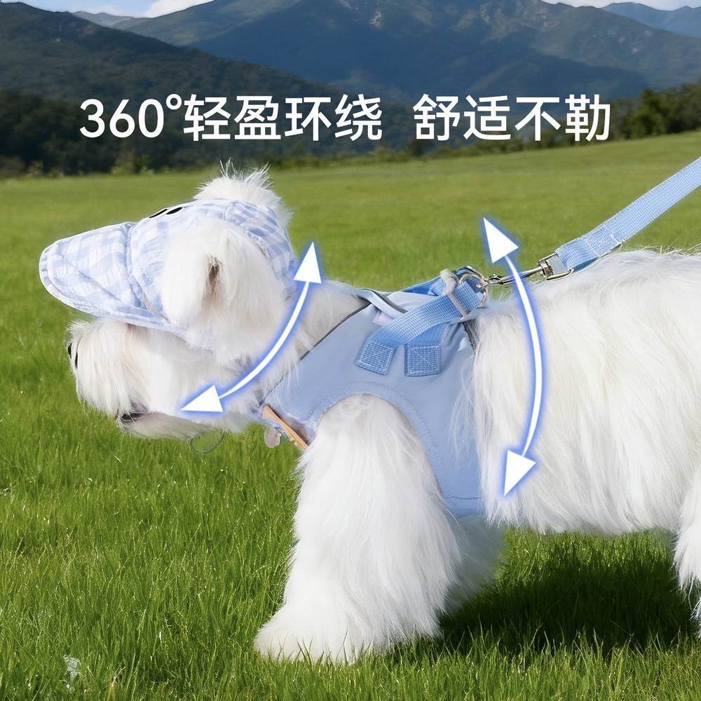 狗狗牽引繩帽子口水巾胸揹帶四季通用外出遛狗繩防掙脫寵物胸揹帶-細節圖2