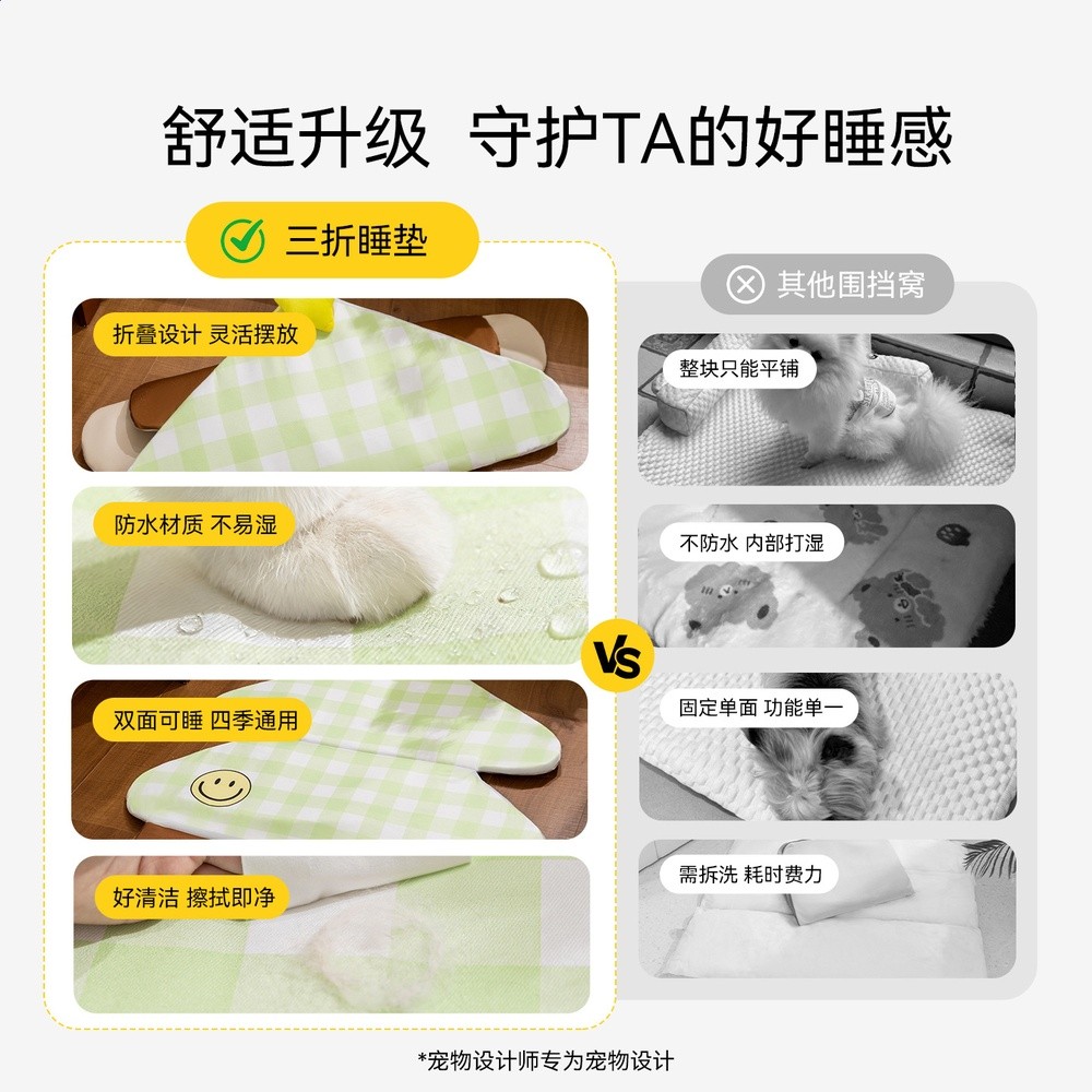 寵物墊子防水貓狗通用三折睡墊多巴胺星星耐抓窩墊四季可摺疊墊子-細節圖2
