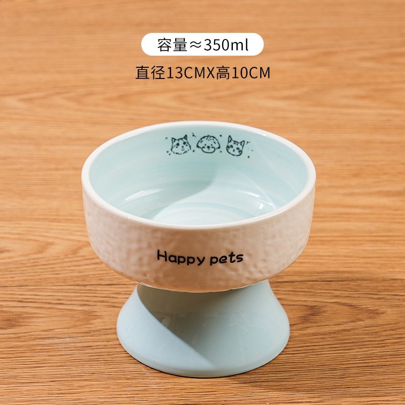 彩色手繪系列陶瓷碗套裝小型犬貓咪狗碗貓碗水碗加高護頸寵物單碗-規格圖5