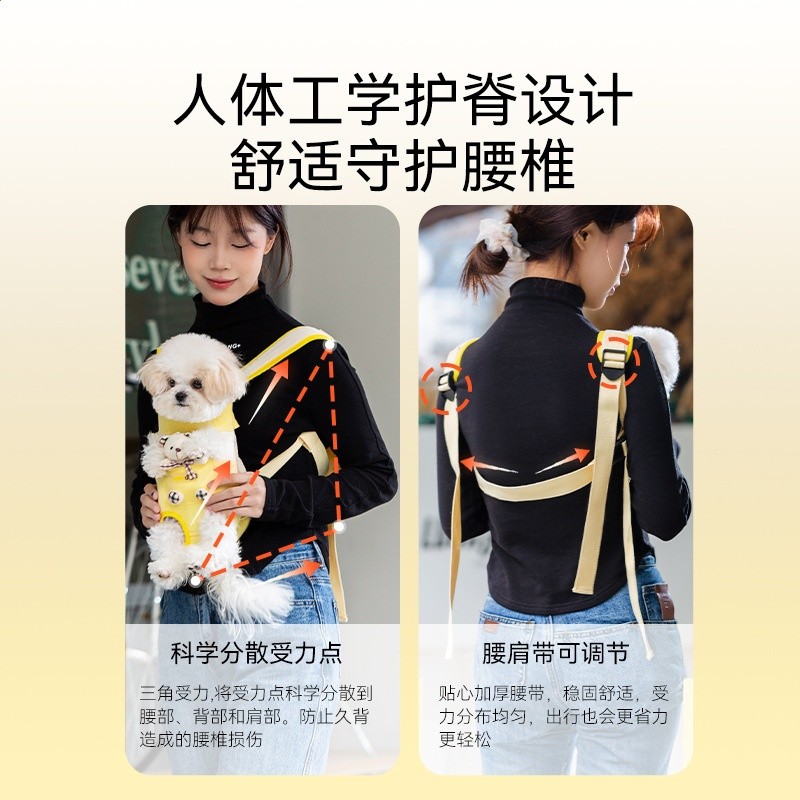 春夏卡通可愛小熊狗胸前包貓包外出包狗狗揹包遛狗包寵物中小型犬-細節圖3