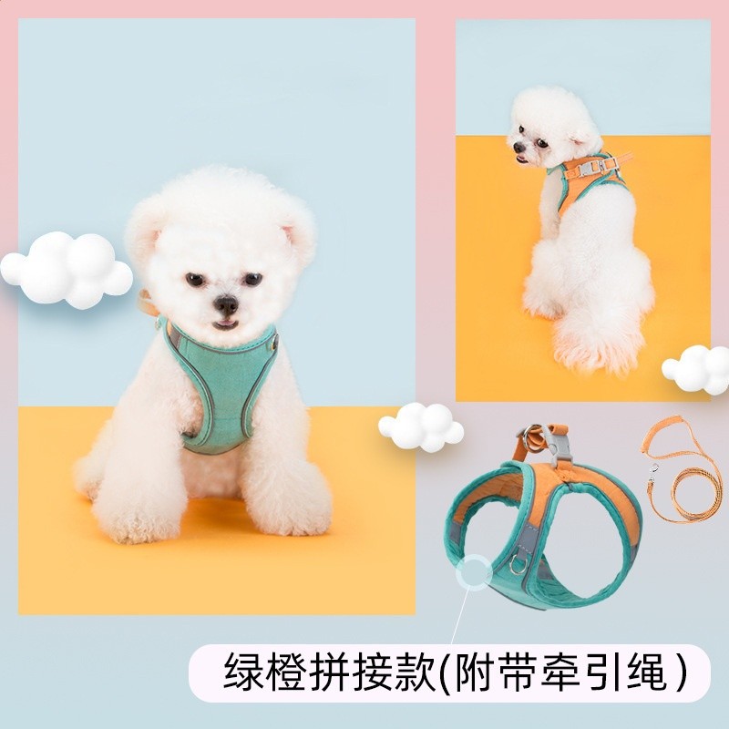 小狗狗牽引繩背心式貓咪幼犬幼貓通用胸揹帶外出遛貓遛狗寵物繩子-規格圖5