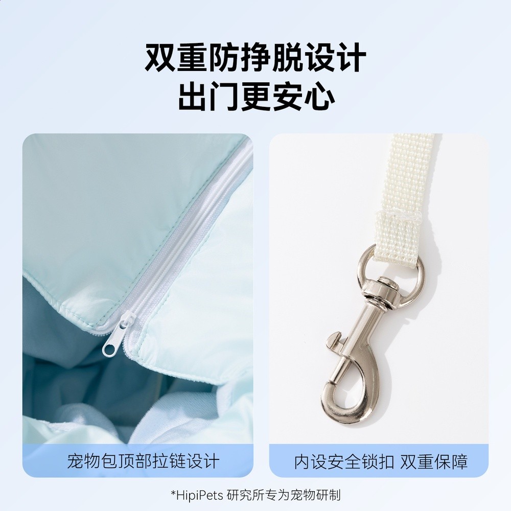 藍色加厚寵物貓包秋冬出行包輕便大空間防風小型犬貓咪外出寵物包-細節圖4