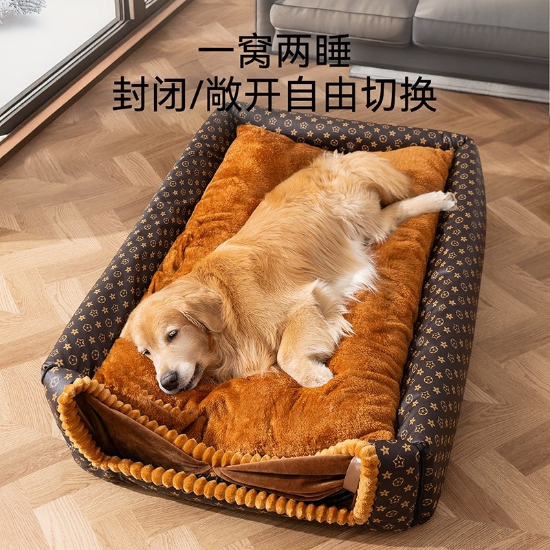 奢華格調冬季狗窩金毛柴犬中大型房子窩小香風保暖貓窩跨境寵物窩-細節圖3