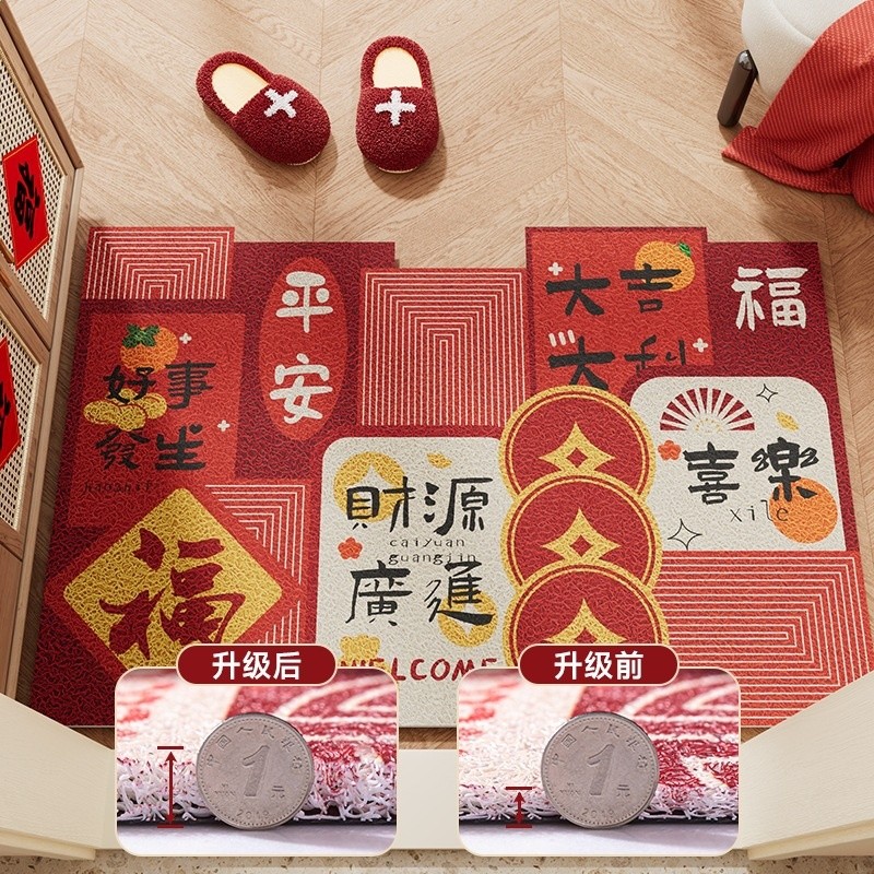 大門口絲圈入戶門地墊進門門墊門口腳墊門外喬遷紅色入門內地毯-規格圖5