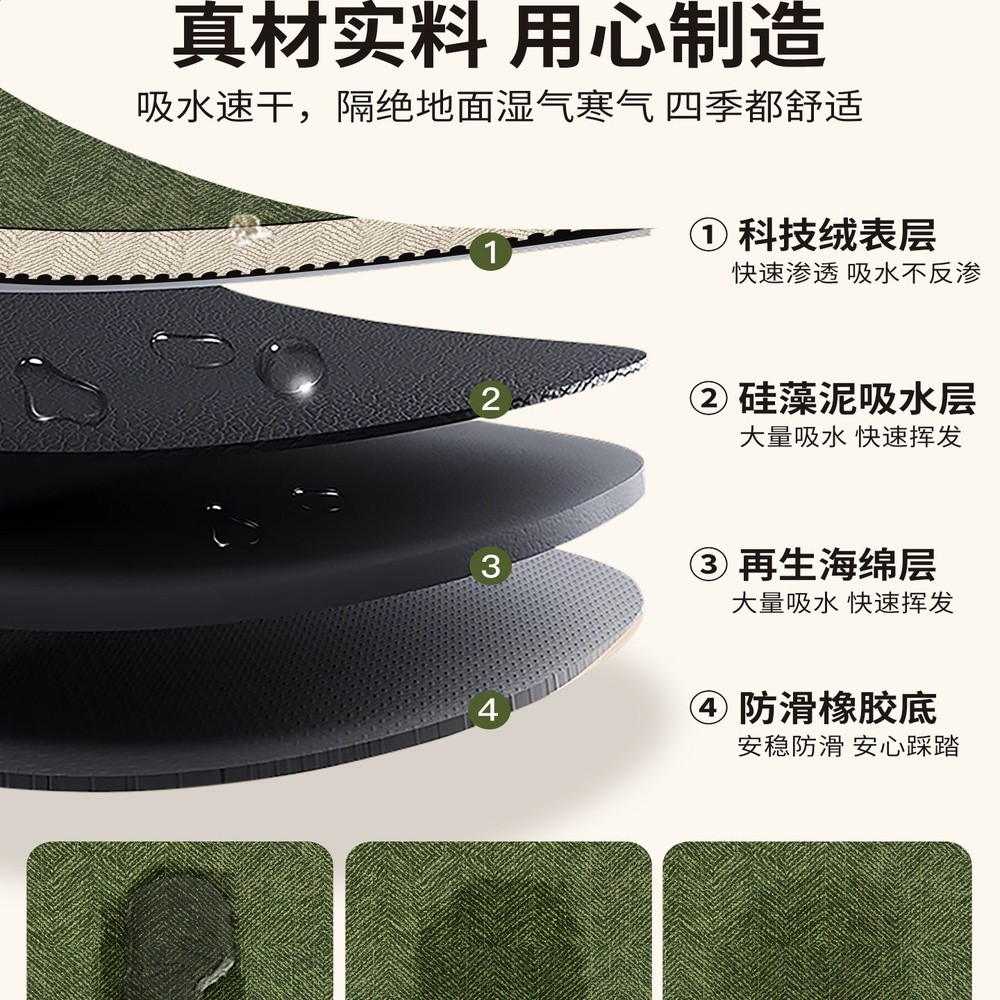 復古法式浴室地墊衛生間門口防滑墊吸水墊子矽藻泥家用腳墊淋浴房-細節圖4