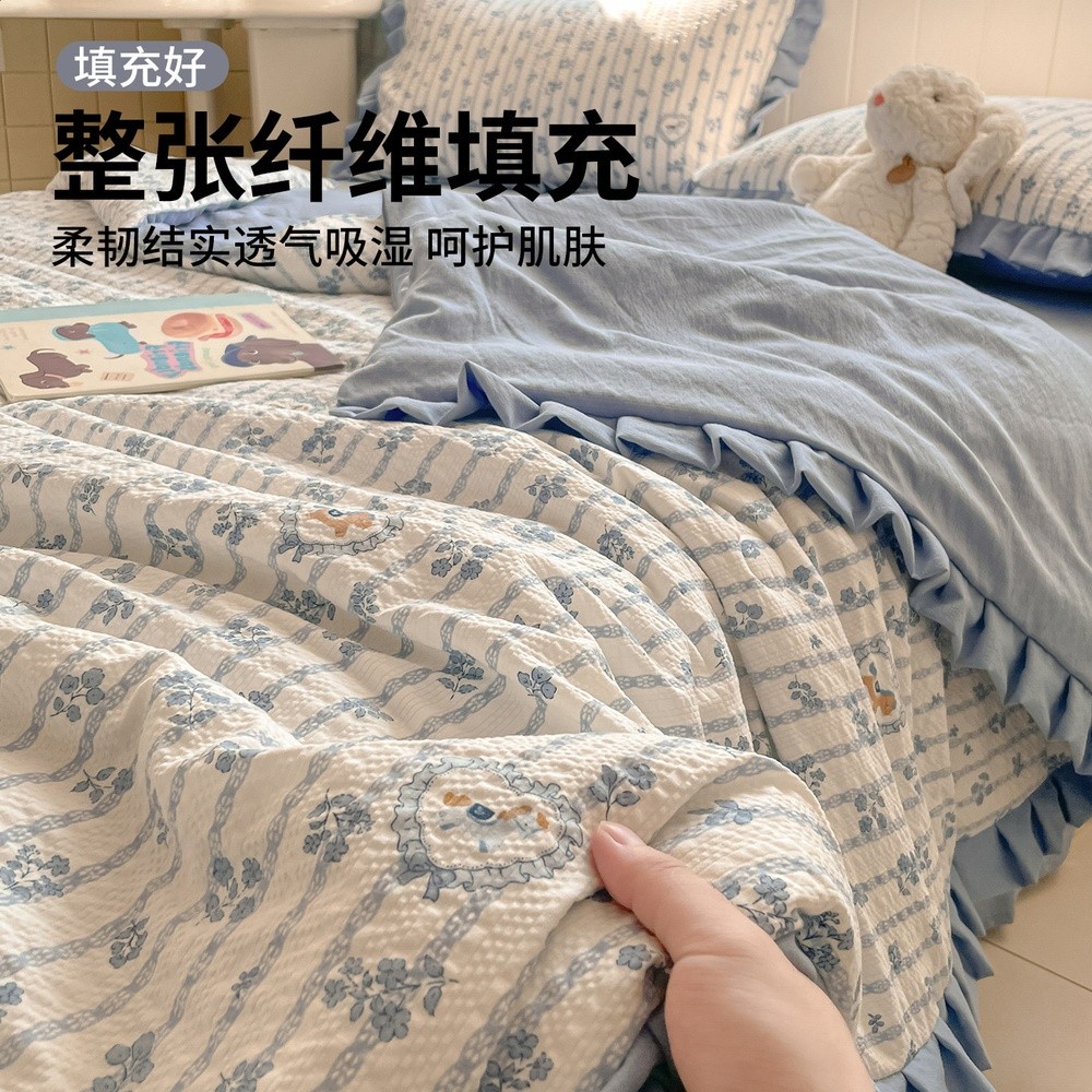 夏季雙層紗夏涼被2026新款皺皺紗夏被空調被單人可機洗棉被芯-細節圖3