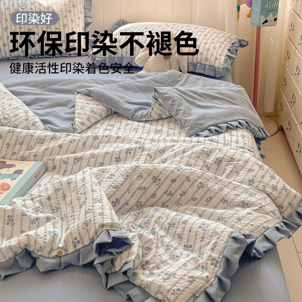 夏季雙層紗夏涼被2026新款皺皺紗夏被空調被單人可機洗棉被芯-細節圖4