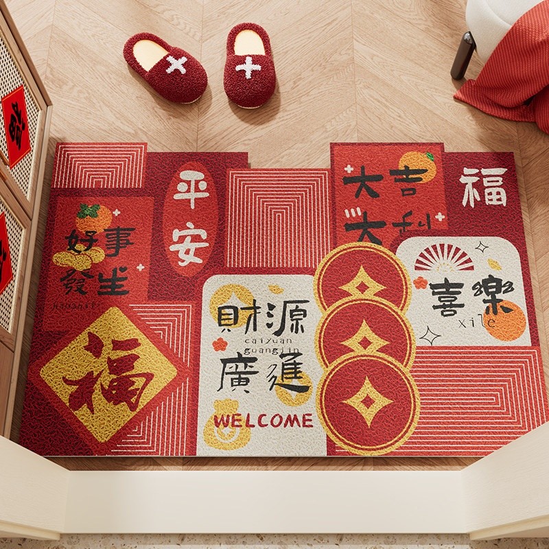 入戶門地墊門口腳墊進門絲圈門墊門外喬遷紅色入門內地毯-規格圖5