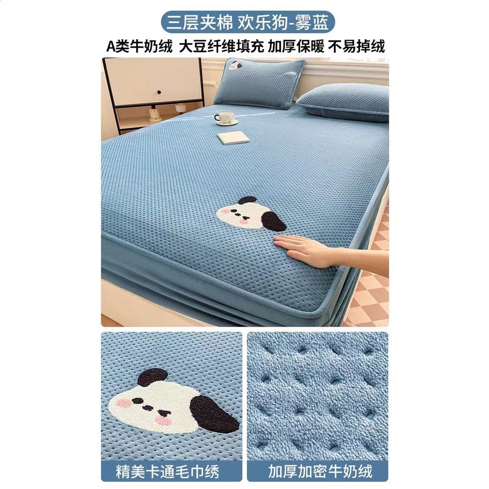 A類牛奶絨夾棉床笠單件冬季加厚床墊保護罩床罩三件套2025新款-規格圖5