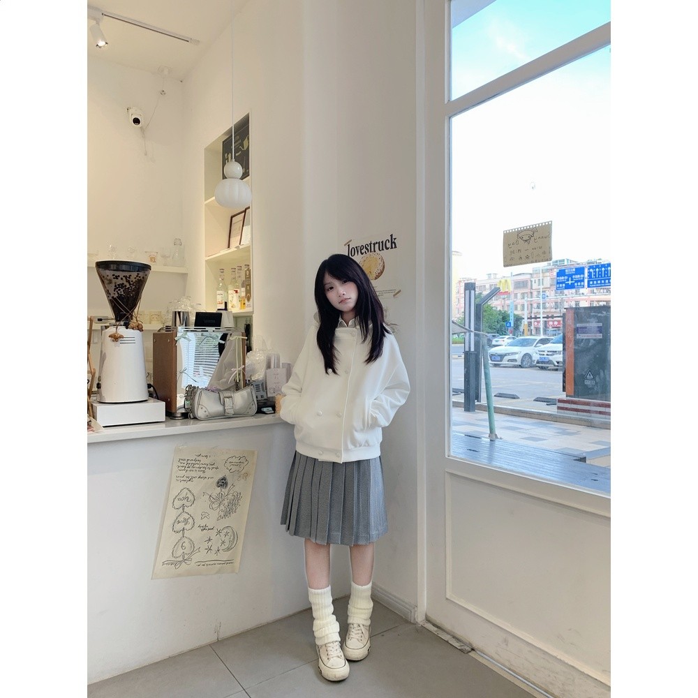 lulucake新品雙排扣衛衣寬鬆顯瘦韓系日常百搭外套設計感-規格圖5