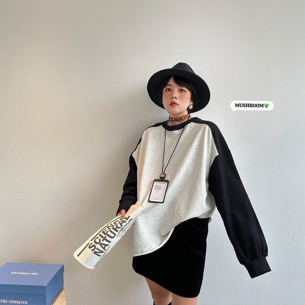 蘑菇頭小姐2026秋季新款韓版復古百搭休閒時尚拼接撞色套頭衛衣女-規格圖5