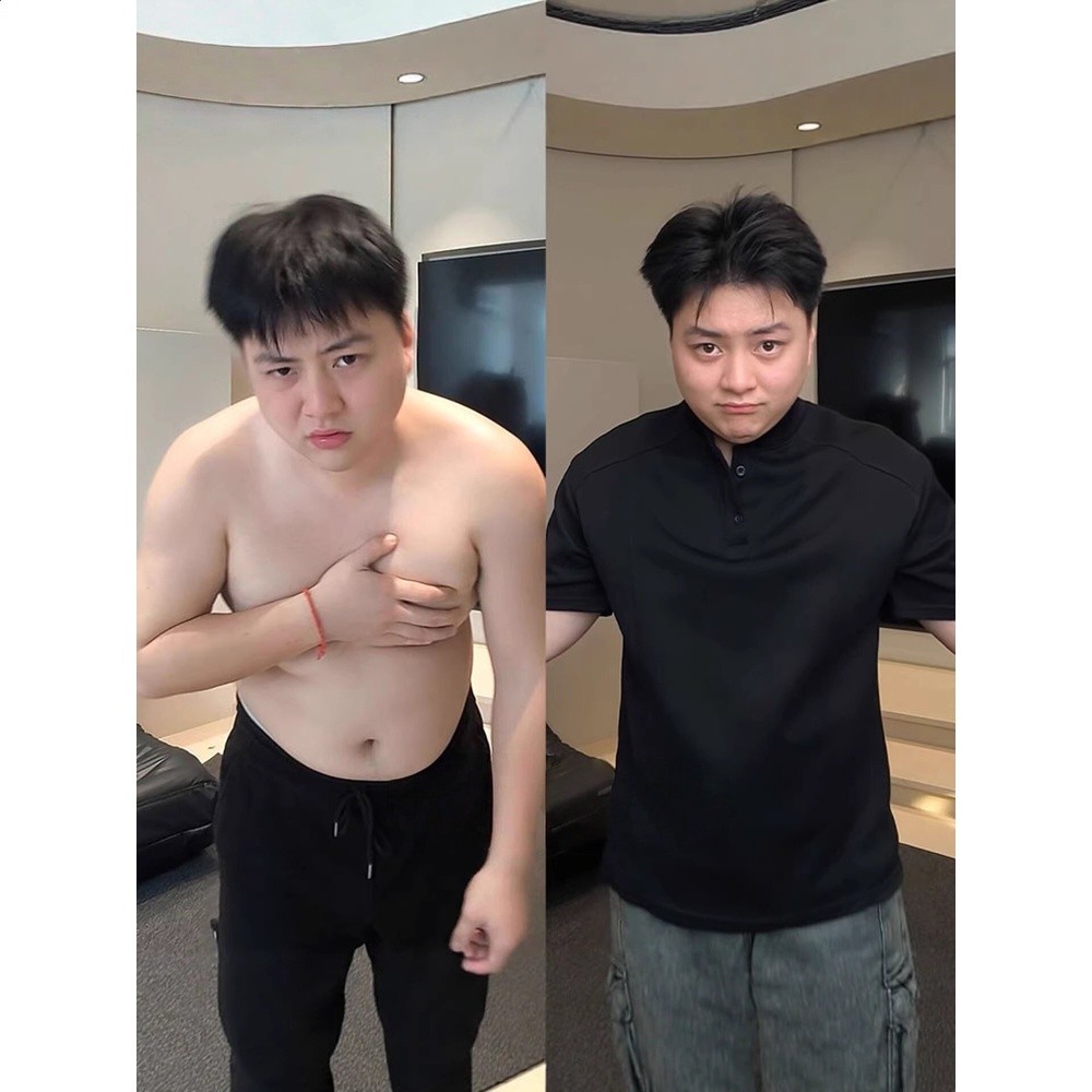 胖男生穿搭亨利領短袖男款夏季遮肉顯瘦大肚子t恤加肥加大polo衫-細節圖2