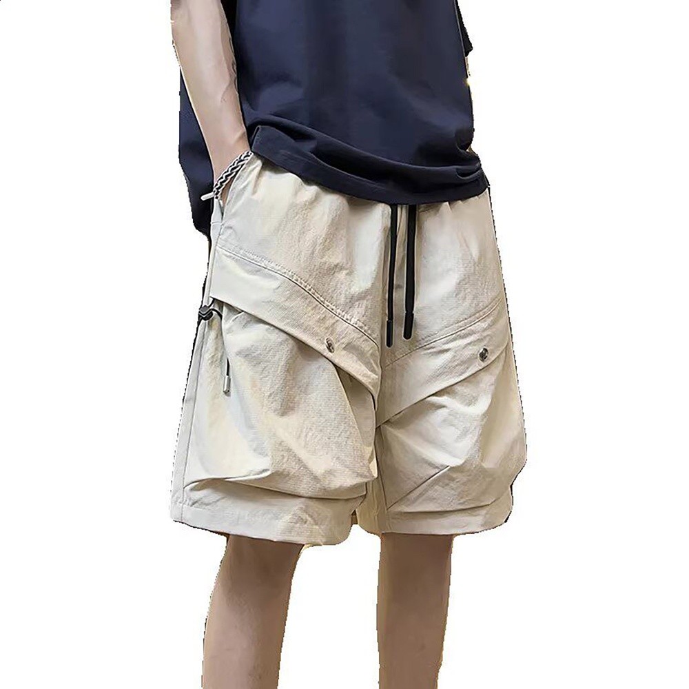 防水工裝風休閒短褲男款夏季大口袋美式運動闊腿速乾五分褲青少年-細節圖5