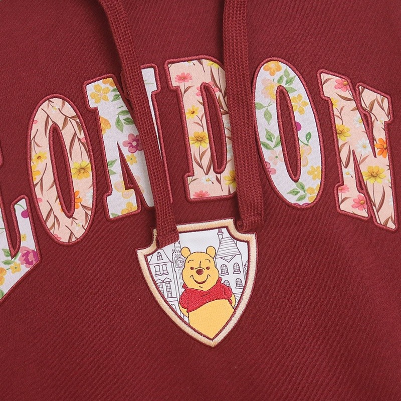 外貿秋冬季新款卡通字母刺繡連帽衛衣女套頭加絨時尚減齡大碼外套-細節圖3
