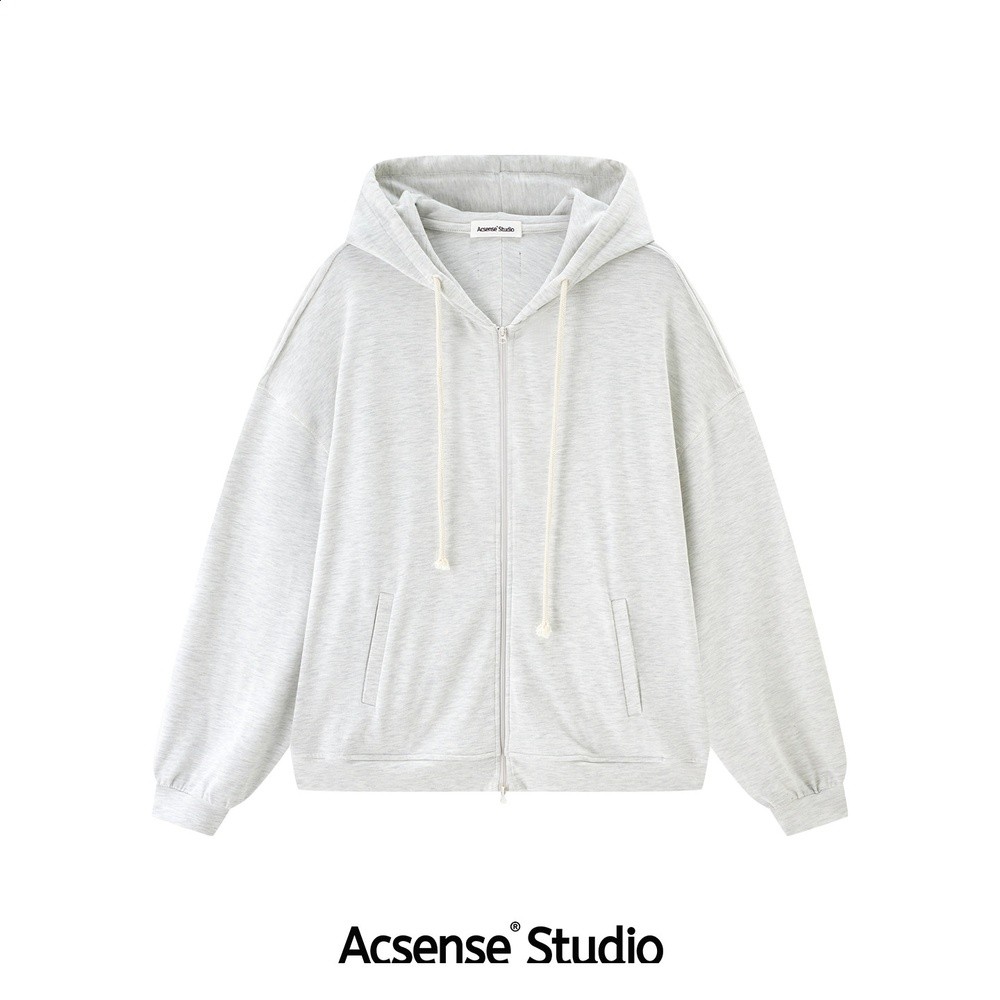 ACSENSE STUDIO 極簡基礎純色落肩寬鬆拉鍊連帽休閒運動套裝-規格圖5