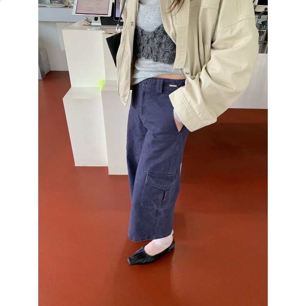 FIFTEEN-韓系直筒洋氣百搭顯瘦高腰休閒褲小鐵牌工裝褲女秋季7353-細節圖2
