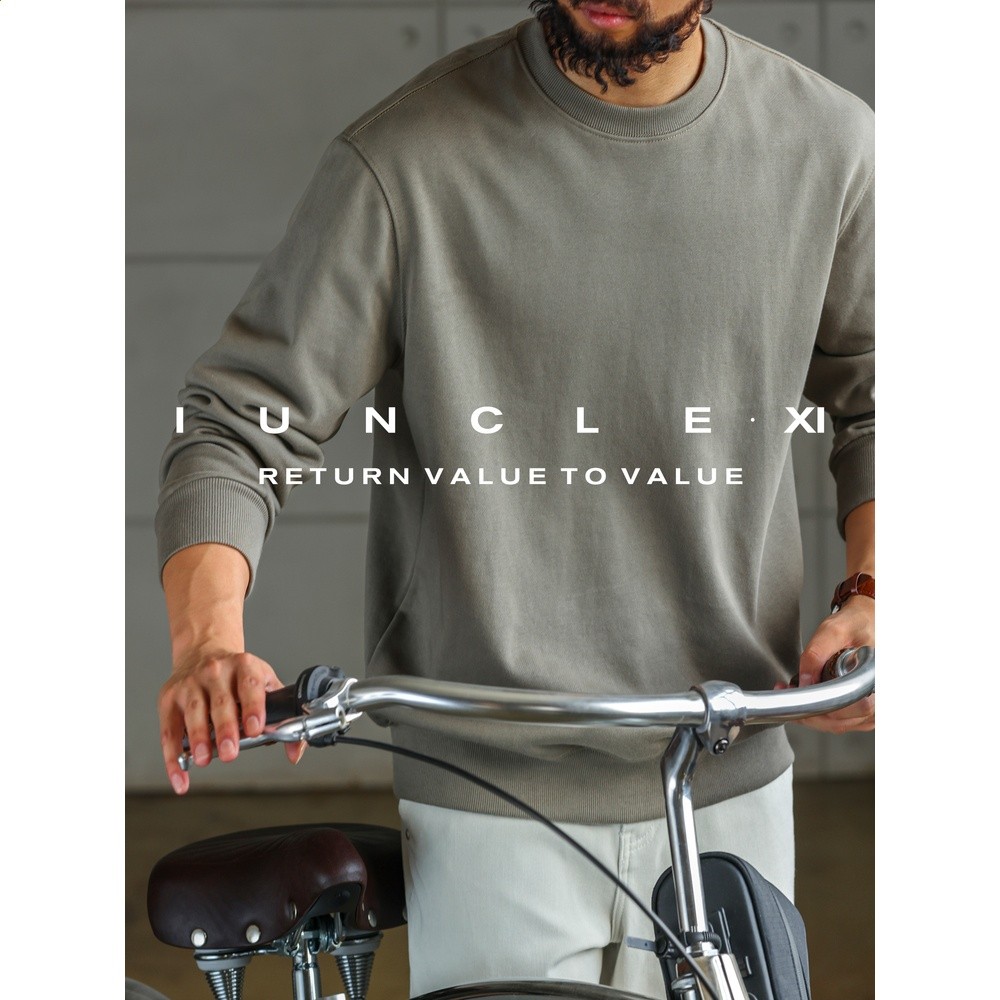 IUNCLEXI/喜叔【城際通勤】重磅390g水洗挺括套頭衛衣男長袖上衣-細節圖4
