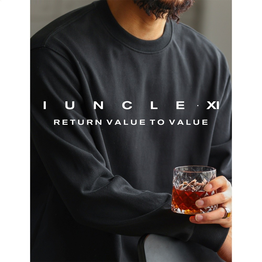 IUNCLEXI/喜叔【城際通勤】重磅390g水洗挺括套頭衛衣男長袖上衣-規格圖5