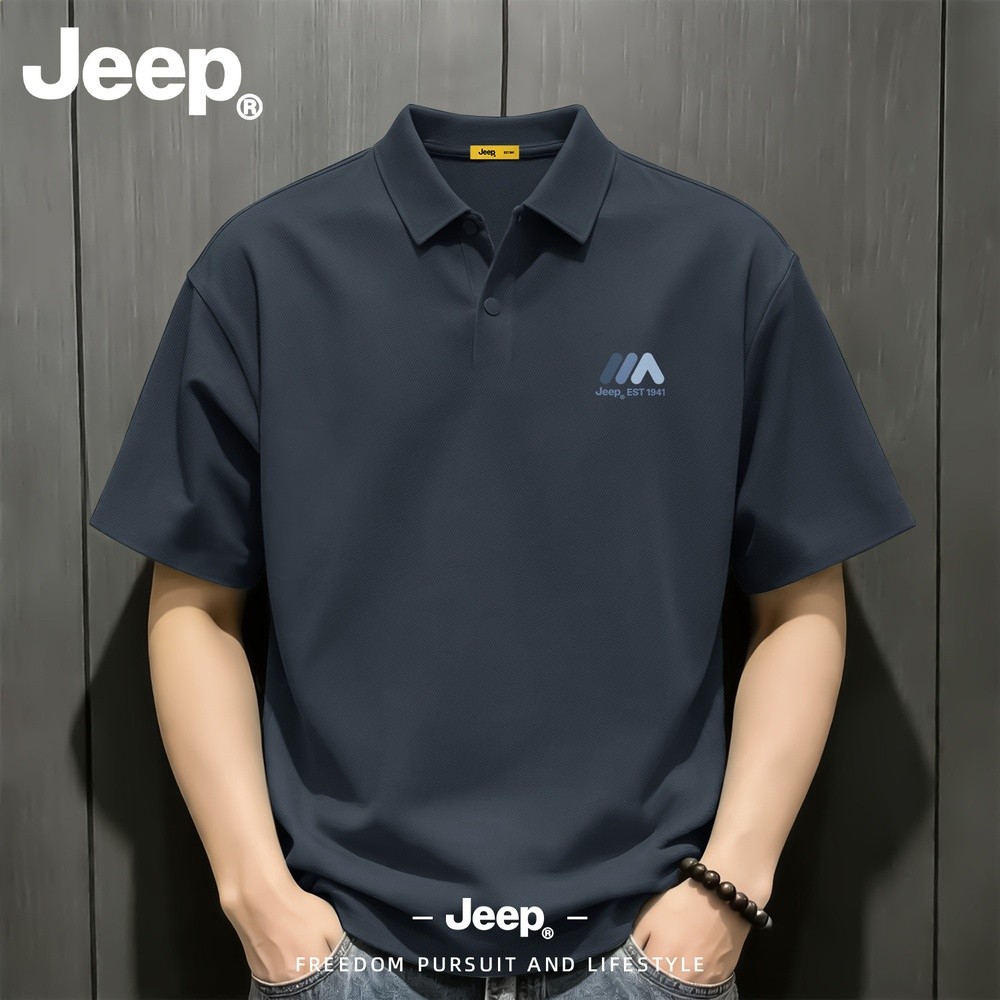 Jeep吉普翻領POLO衫男款2026夏新款商務冰絲男裝爸爸高階薄款t恤-規格圖5
