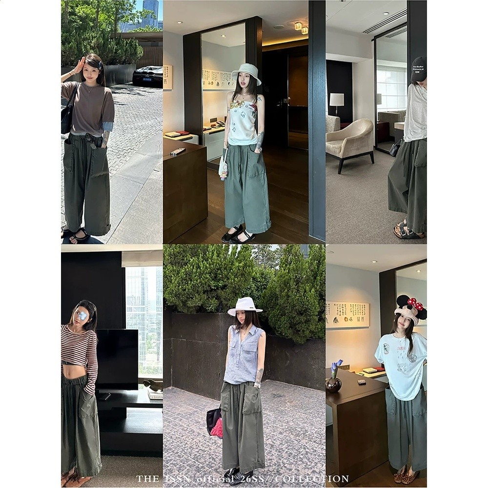 直筒工裝褲女夏季慵懶風闊腿寬鬆百搭八分褲長褲-細節圖2