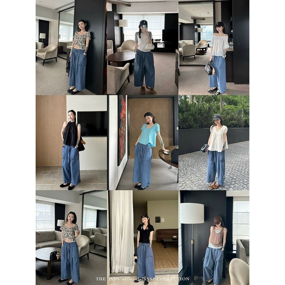 直筒工裝褲女夏季慵懶風闊腿寬鬆百搭八分褲長褲-細節圖3