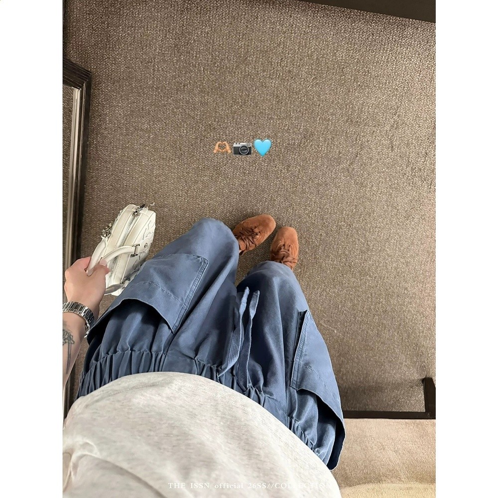 直筒工裝褲女夏季慵懶風闊腿寬鬆百搭八分褲長褲-細節圖4