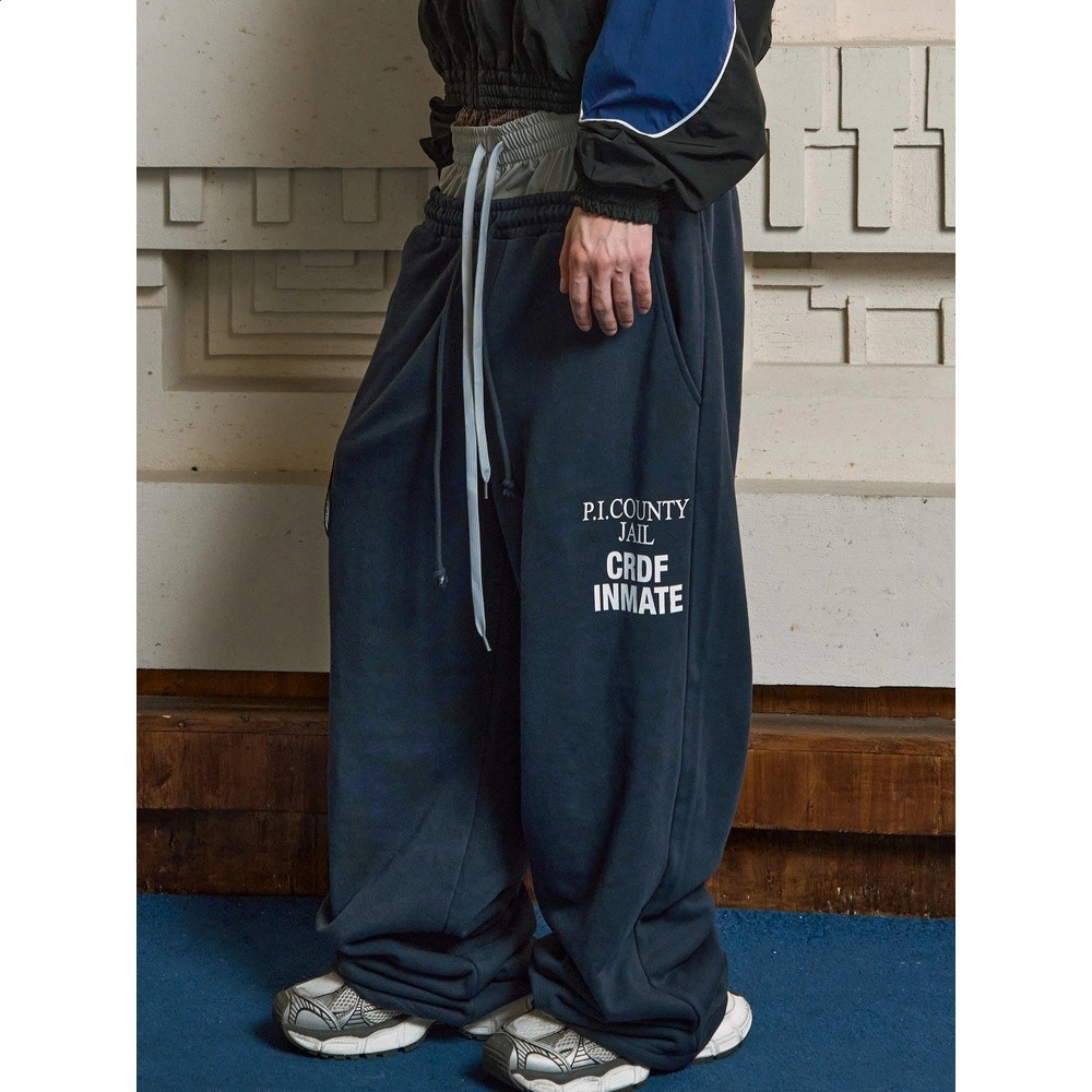 Grailz LEARL 26FW 限定聯名款徽章刺繡假三腰拼接闊腿寬鬆衛褲-細節圖2