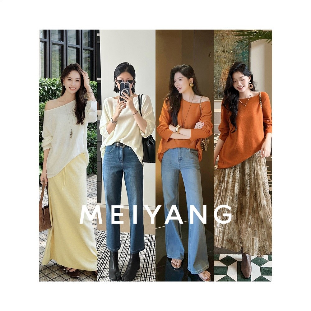 美洋MEIYANG南瓜針織衫 早秋美人~48支羊毛混紡大領斜肩A0677週一-細節圖4