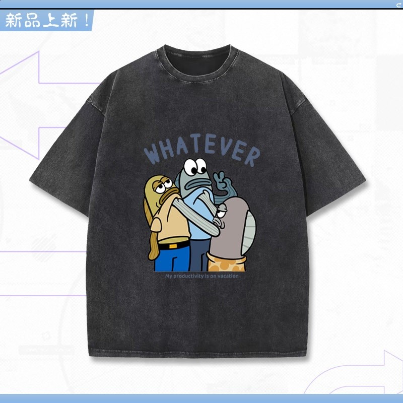 創意搞笑海綿寶寶周邊比奇堡居民青少年水洗寬鬆短袖T恤上衣dt-規格圖1