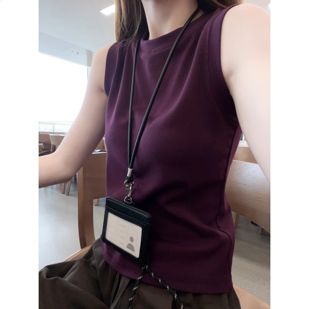 清冷感淺藍寬肩帶工字背心女夏季通勤百搭疊穿無袖打底衣基礎上衣-規格圖5