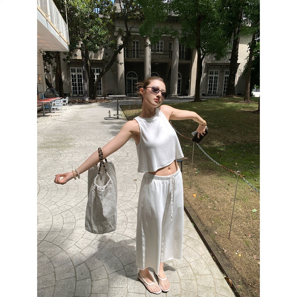 左邊女裝直筒九分休閒衛褲2026秋季新款抽繩鬆緊腰運動休閒褲-細節圖2