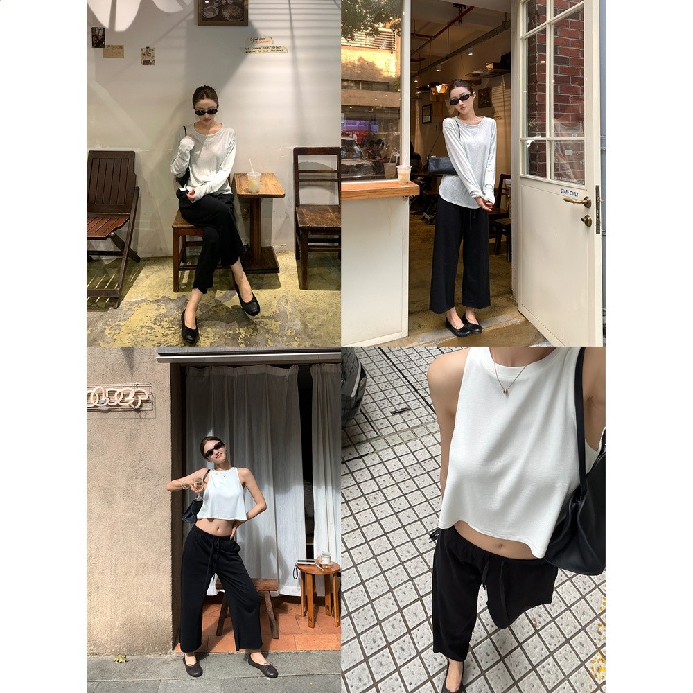 左邊女裝直筒九分休閒衛褲2026秋季新款抽繩鬆緊腰運動休閒褲-細節圖3