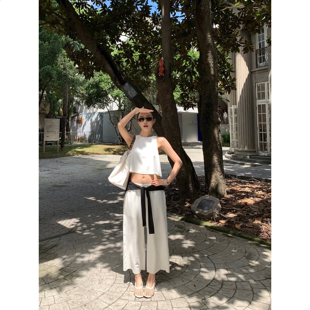 左邊女裝直筒九分休閒衛褲2026秋季新款抽繩鬆緊腰運動休閒褲-細節圖4